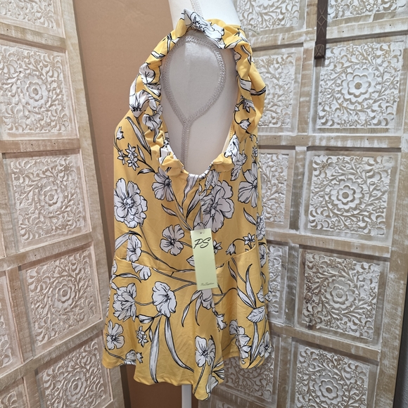 Perseption Yellow Floral Ruffle Blouse - Picture 2 of 4